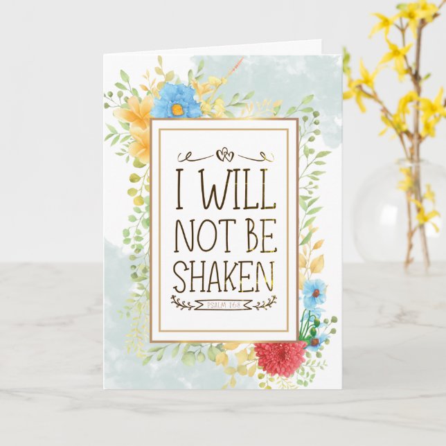 Carte Psaume 16:8 Je ne serai pas secoué Bible chrétien (Fleur jaune)