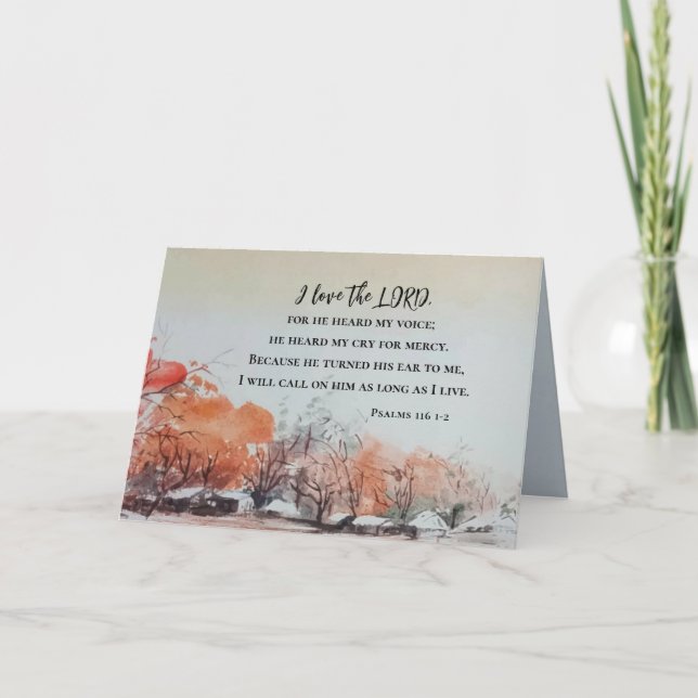 Carte Psaumes 116 1-2 J'aime la Bible Verse de l'Éternel (Devant)