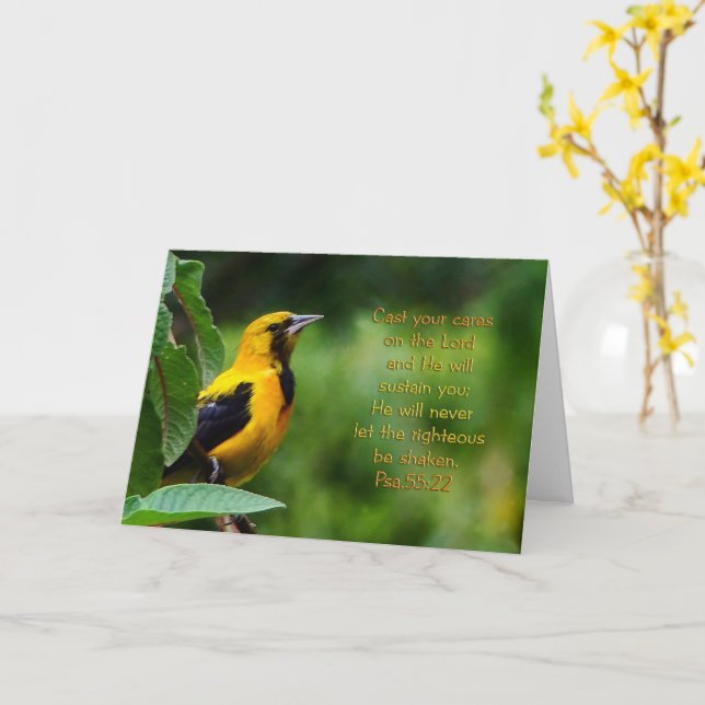 Carte Psaumes 55:22 Inspirationnel (Fleur jaune)