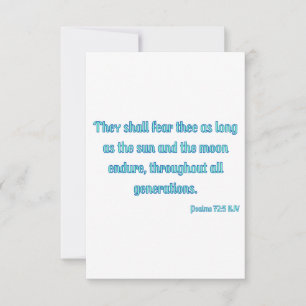 Carte Psaumes 72:5 KJV Bible Verse Plat Greeting Card