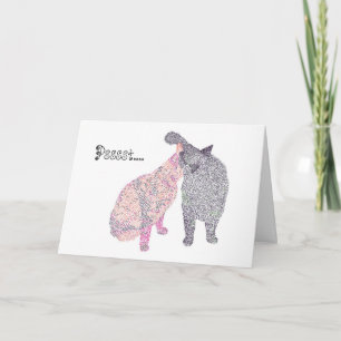 Carte Psssst....Je t'aime, avec un bisou de chat.