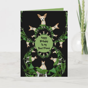 Carte Psychedelic Beige Chihuahua Anniversaire humoristi