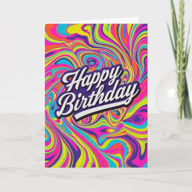 Carte psychedelic birthday card (Devant)