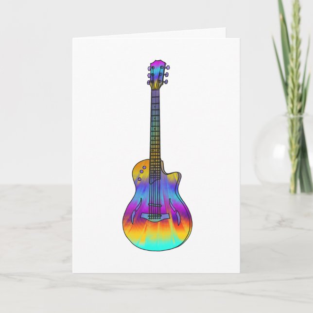 Carte Psychédélique Semi Acoustique Guitare Funky Music  (Devant)