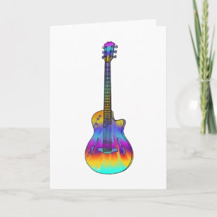Carte Psychédélique Semi Acoustique Guitare Funky Music 
