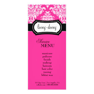 Carte Publicitaire 311 Lovey Dovey Damask Rack Card Hot Pink