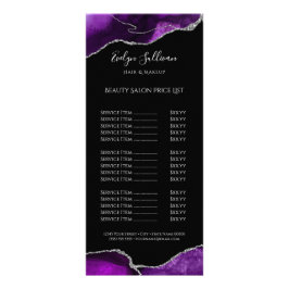 Carte Publicitaire agate d'argent violet sur la liste des prix noirs