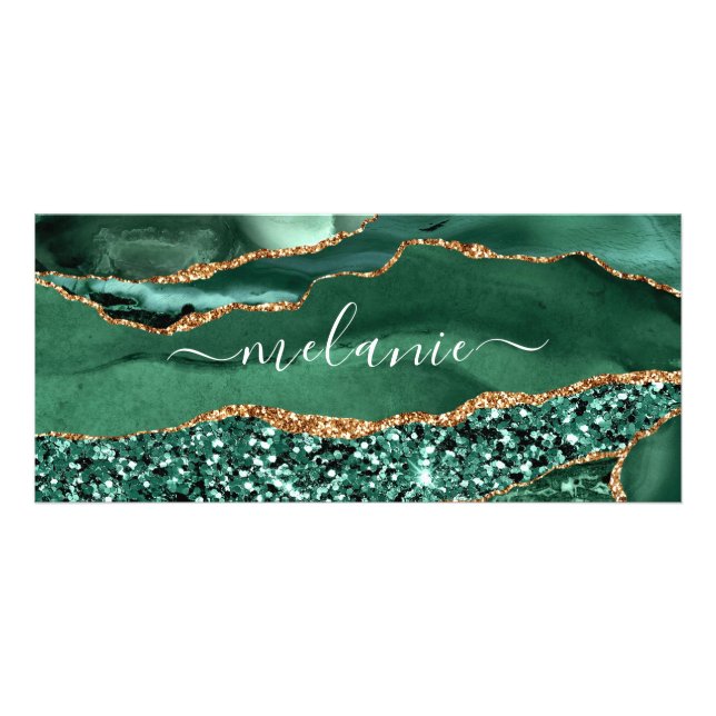 Carte Publicitaire Agate Green Gold Parties scintillant Geode Marbre  (Devant)