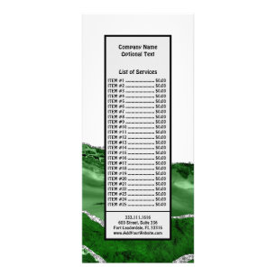Carte Publicitaire Agate Marbre Émeraude Vert Glamour Argent