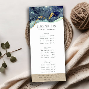 Carte Publicitaire Alcohol Ink Silver Navy Blue Glitter Service Price