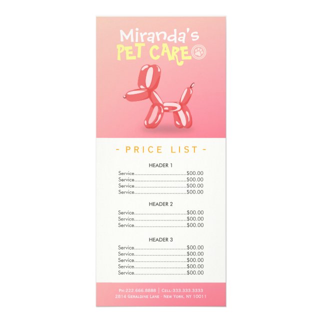 Carte Publicitaire Animaux de compagnie assis Grooming Beauté Salon T (Devant)