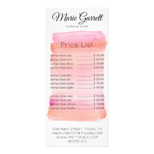 Carte Publicitaire Aquarelle rose moderne pointe