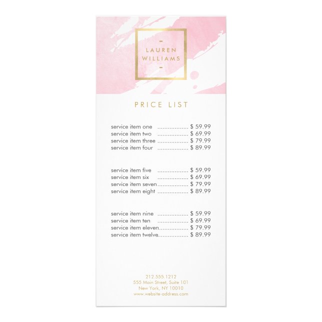 Carte Publicitaire Aquarelle rose pastel Abstraite (Devant)