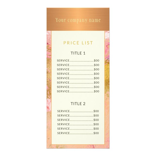 Carte Publicitaire Art abstrait moderne peinture cuivre or pricelist (Devant)