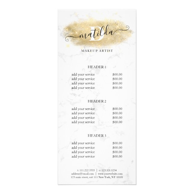 Carte Publicitaire Artiste de maquillage élégant en marbre parties sc (Devant)
