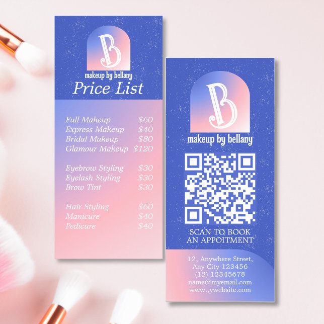 Carte Publicitaire Artiste de maquillage moderne Gradient Blue Pink (Créateur téléchargé)