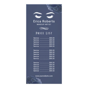 Carte Publicitaire Artiste maquillage Lashes Vintage Navy Prix floral