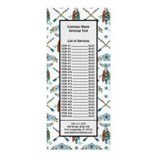 Carte Publicitaire Attrape-rêves à plumes bohèmes Fleurs bleues Flèch