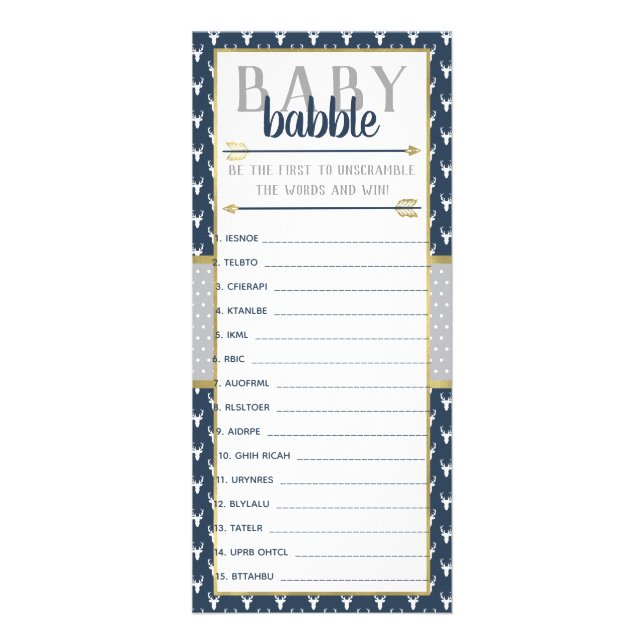 Carte Publicitaire Bébé Bébé Bébé Mot Scramble, Baby shower, Marine,  (Devant)