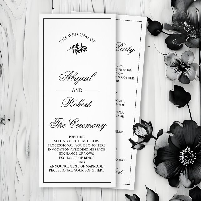 Carte Publicitaire Black branch Old Money wedding program (Créateur téléchargé)