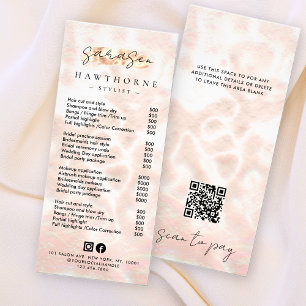 Carte Publicitaire Blancs Opal Price List Rose Gold Scan pour payer Q