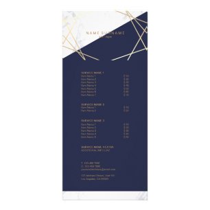 Carte Publicitaire Bleu de minuit d'or de marbre géométrique