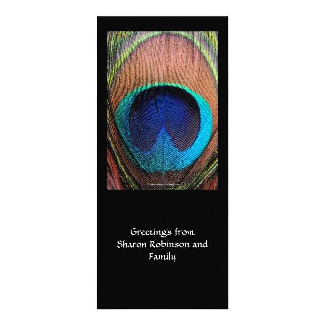 Carte Publicitaire Bleus riches de macro plume de paon (Devant)