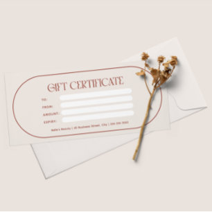 Carte Publicitaire Bon cadeau Certificat cadeau d'affaires Beautician