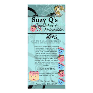 Carte Publicitaire Boulangerie Cupcake Aqua Blue Swirled Rack Card