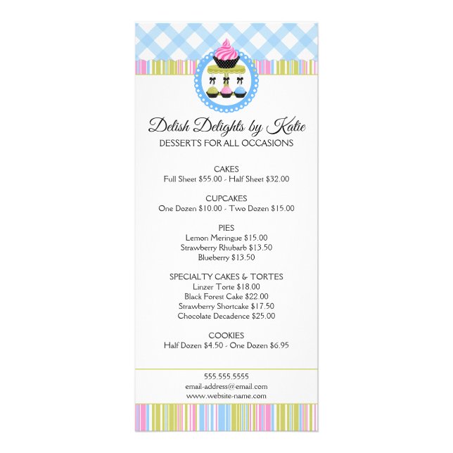 Carte Publicitaire Boulangerie de gâteaux et pâtisseries de cupcake e (Devant)