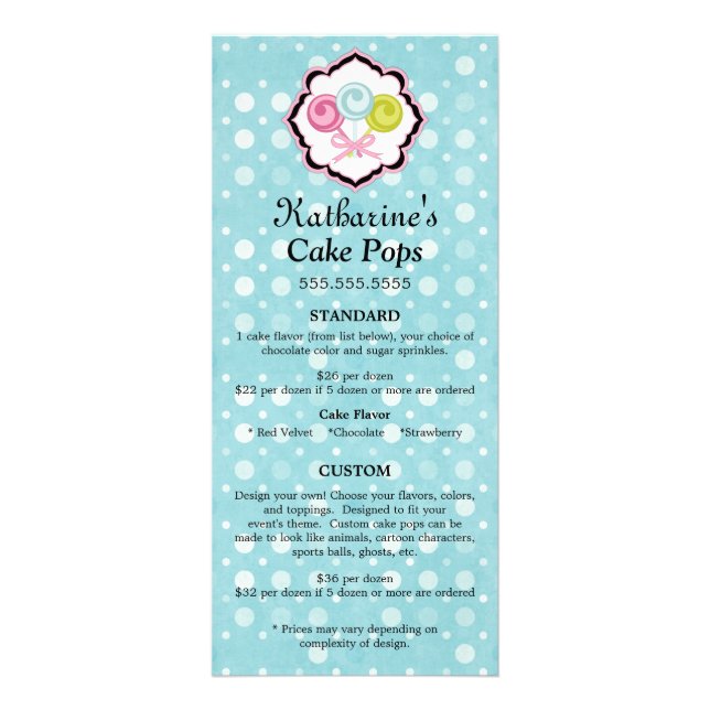 Carte Publicitaire Boulangerie de gâteaux Promotion personnalisée Pri (Devant)