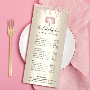 Carte Publicitaire Boulangerie rose Parties scintillant Pâtisserie Me