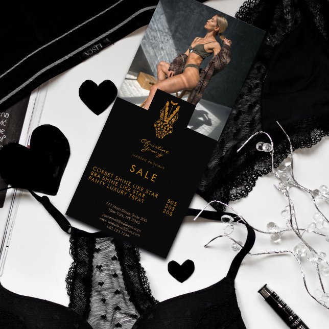 Carte Publicitaire Boutique Black Lingerie Information photo Prix (Créateur téléchargé)