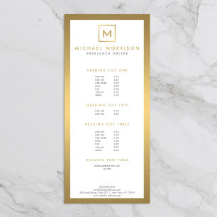 Carte Publicitaire BOX LOGO avec VOTRE INITIAL/MONOGRAM en Faux Gold