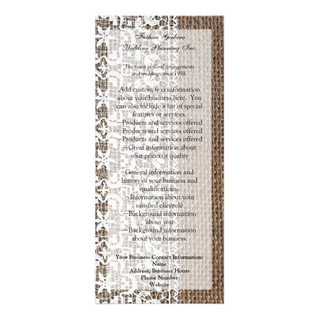 Carte Publicitaire Bracelet simple et dentelle (Devant)