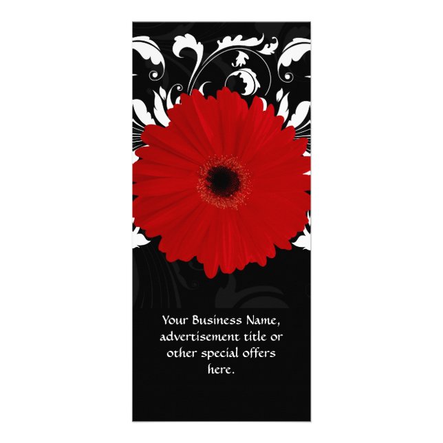 Carte Publicitaire Bright Red Gerbera Daisy on Black (Devant)