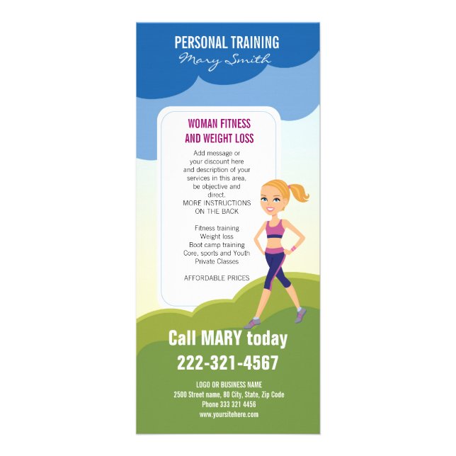 Carte Publicitaire Cartoon Fitness Girl (Devant)