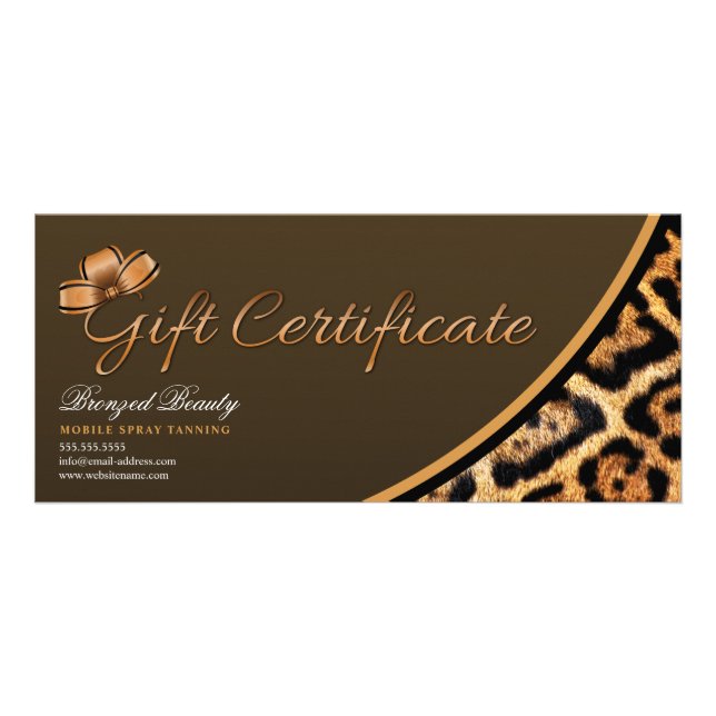 Carte Publicitaire Certificat cadeau de bronzage de vaporisateur mobi (Devant)