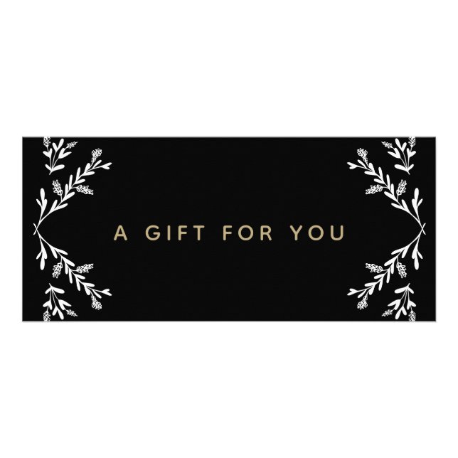 Carte Publicitaire Certificat cadeau de succursales en noir et blanc (Devant)