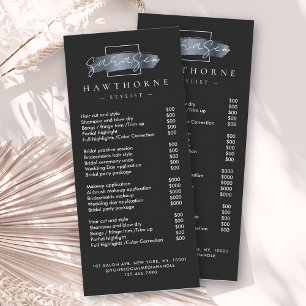 Carte Publicitaire Chic Brush Stroke Salon Tarifs Services Moderne