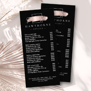 Carte Publicitaire Chic Brush Stroke Salon Tarifs Services Noir