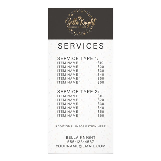 Carte Publicitaire Chic Faux Gold Foil Diamond Gem Company Tarificati (Devant)