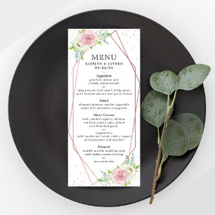 Carte Publicitaire Chic Rose géométrique Gold Foil Floral Mariage Men