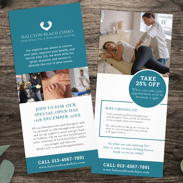 Carte Publicitaire Chiropractor bien-être marketing promotionnel turq (Créateur téléchargé)
