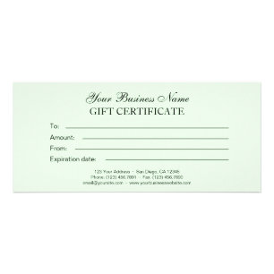 Carte Publicitaire Clair Vert classique Générique Certificat cadeau s