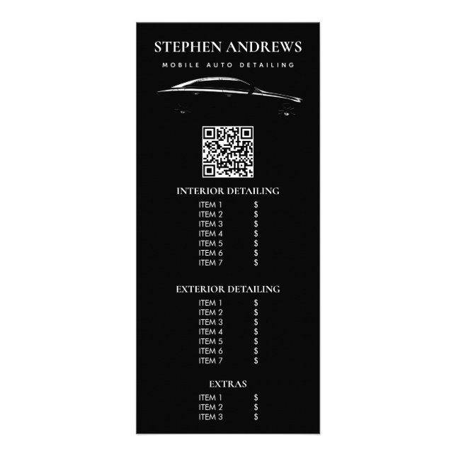 Carte Publicitaire Code QR de nettoyage et de réparation automobile d (Devant)