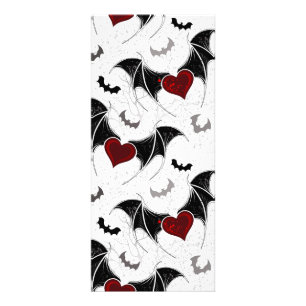 Carte Publicitaire Coeur d'Halloween avec ailes de chauve-souris noir