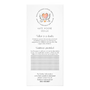 Carte Publicitaire Cœur Fantaisiste & Ailes Doula ou Sage-Femme Sur F