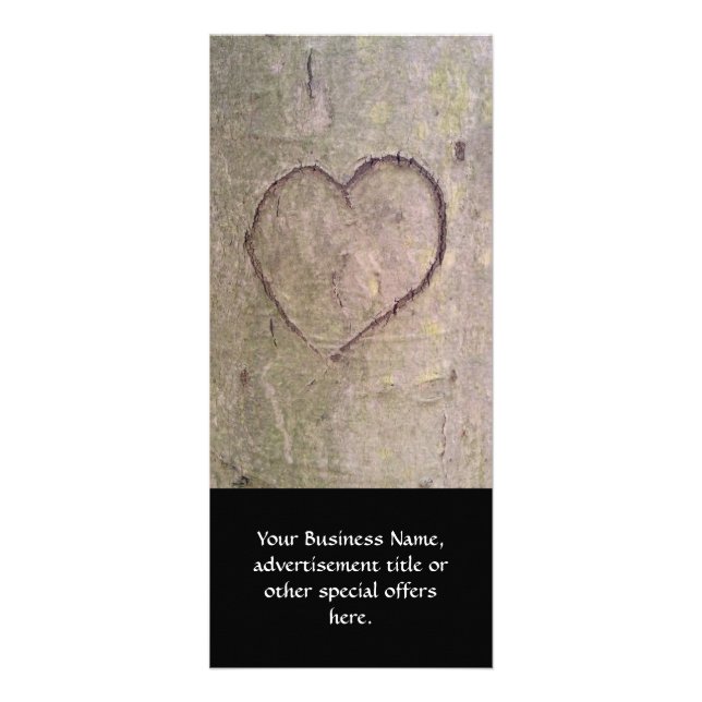 Carte Publicitaire Coeur sculpté dans un arbre (Devant)