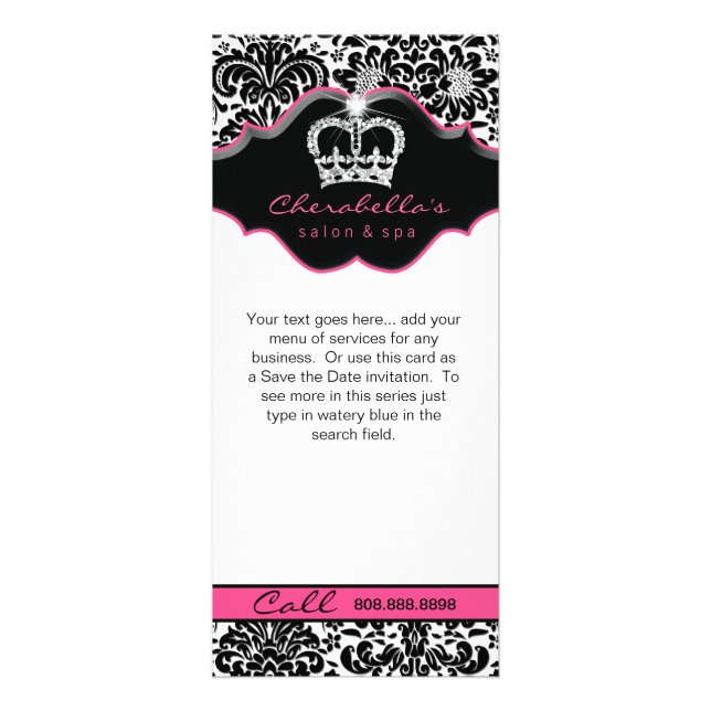 Carte Publicitaire Couronne florale rose noire blanche de damassé de (Devant)